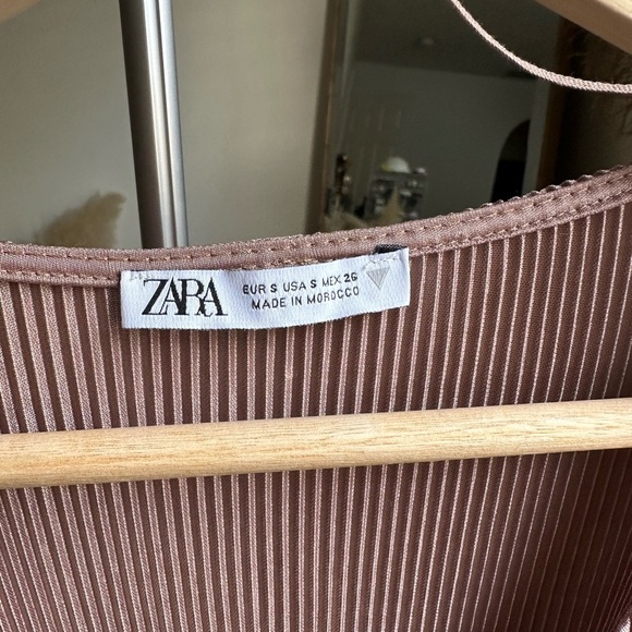 Zara Long Sleeve Mauve Ribbed  Top - Picture 2 of 4